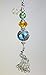 Pretty Antiqued Silvery Peacock with Amber, Green & Purple-Blue Glass Ceiling Fan Pull