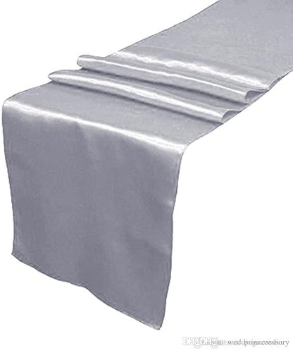 ONLINE WEDDING SUPPLY OWS Pack Of 10 Wedding 12 x 108 inch Satin Table Runner Wedding Banquet Decoration-Silver