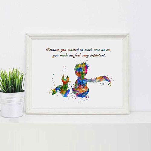 The Little Prince with Fox Inspired Quote Watercolor Art Print Le Petit Prince Wall Decor Art Nursery Wall Hanging Nursery Decor 8X10inch No Framed