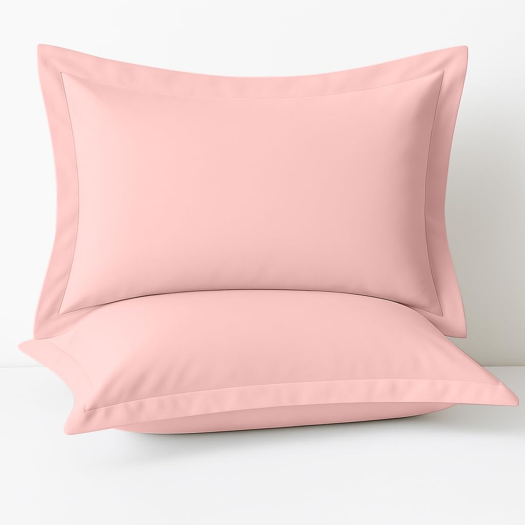 Comfort Beddings Heavy Quality 600 Thread Count 100% Egyptian Cotton Oxford Pillow Cases Pack Of 2 - Blush Pink ( Superking Size 50 x 90 CM )