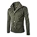Men's Fall Slim Fit Trench Thick Military Rider Jacket SR708 (US Medium, Army Green)