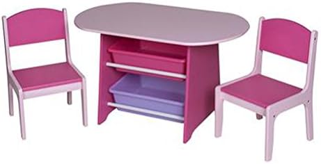 Gift Mark Childrens Two 2 Plastic Bins Table and Chairs, Pink/Purple