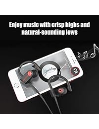 LETSCOM Auriculares Bluetooth IPX7 impermeables, inalámbricos, deportivos, Bluetooth 4.1, HiFi Bass estéreo, auriculares suaves con micrófono, cancelación de ruido, auriculares para entrenamiento, correr, gimnasio, 8 horas tiempo de reproducción