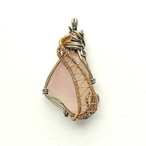 Blush Rose Quartz Necklace - Gold Wire Wrapped Pendant ...