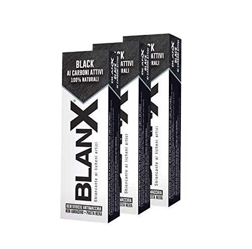 BlanX, Classic Black Toothpaste with Activated Carbon Whitening, Natural, Non-Abrasive, for White Teeth, 75 ml - 3 Packs