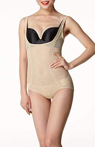 Demon Queen Women's Shape Wear No Cups No Fishbones Ultrathin Printed Lace One Piece(14-18, beige)