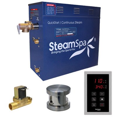 Steam Spa OAT750CH-A Oasis 7.5 KW Quick Start Acu-Steam Bath Generator Package with Built-In Auto Drain, Chrome