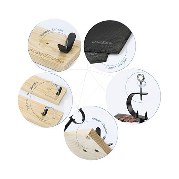 Steelblade - Jamonero en Madera Lacada + Regalo 2 Platos de Pizarra