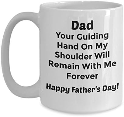 Abba eShop Mugs- "Dad Guiding Hand" Unique Cool Custom Coffee Tea Cup - White Ceramic Mug With Handle - 11oz or large 15 ounce Size Printed on Both Sides - Happy Fathers Day Gift For Dad
