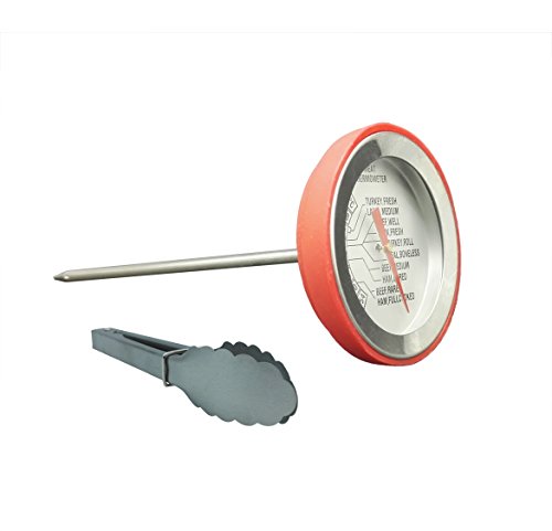 Xinowe Classic Style Meat Thermometer with red silicone holder tempreture from 130 to 190F degree with a 9