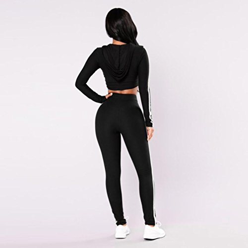 Boomboom 2018 Autumn Winter Women Hoodies Sweatshirt Tops+Long Pants Sport Casual Clothes Sets (M, Black)