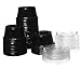 Crystal Ware Plastic Portion Cups with Lids, Condiment Cup, Jello Shot, Soufflé Portion, Sampling Cup (Black, 2oz 100 Cups/Lids)