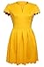 Sidefeel Women Sweet Scallop Pleated A-line Dress Small Yellow