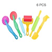 Liangxiang Dough Playing Tools Set, 6PCS Smart Dough Tools Set Color Mud Tool for Kids DIY Mold Cutters Extruder Tools Rollers Plasticine Mould Toys for Children