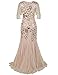 kayamiya Women's 1920s Maxi Long Prom Gowns Sequin Mermaid Hem Evening Dress with Sleeves