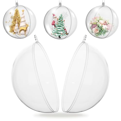 Koogel 20PCS Large Clear Ball Ornaments, 4inch Fillable Christmas Balls Shatterproof Ornament Baubles for DIY Crafts Christmas Wedding Party Decor