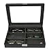 Tech Swiss Eyeglasses Sunglasses Storage Case Leather 6 Slots (Black)