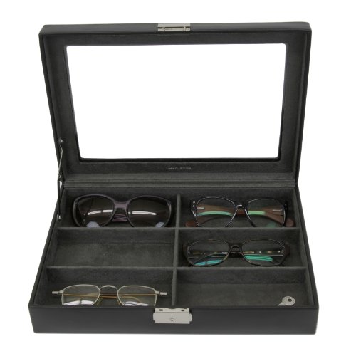 Eyeglasses Sunglasses Storage Case Leather 6 Slots (Black) - Thumbnail 2