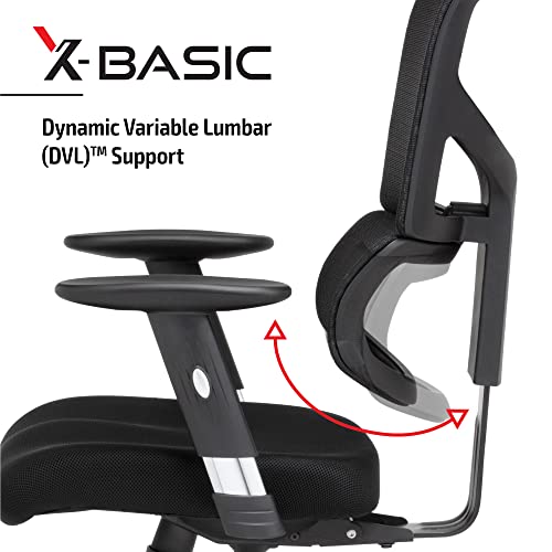 XChair XBasic Task Chair, Black Flex Mesh Ergonomic Office Seat
