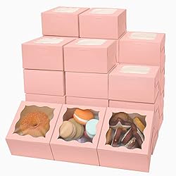 Pink Bakery Boxes with Window 4x4x2.5 inches Small