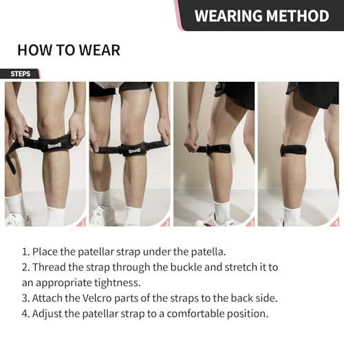 Yoerxing Knee Support Brace, Athletic Compression Band, Strap for knee-Pain, Jumpers Knee Braces, Patella Band for Basketball, Tendonitis, Jumpers Knee, Hiking, Running, Soccer