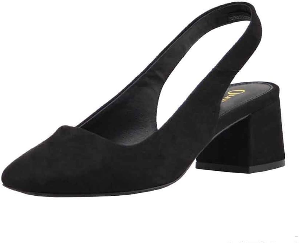 Women's Square Toe Sling Back Pump Block Chunky Heel Shoes