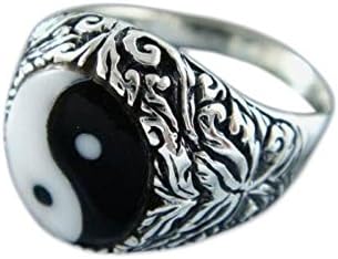 925 Sterling Silver Unisex Ornate Filigree Ying Yin Yang Tai Chi Ring (9)