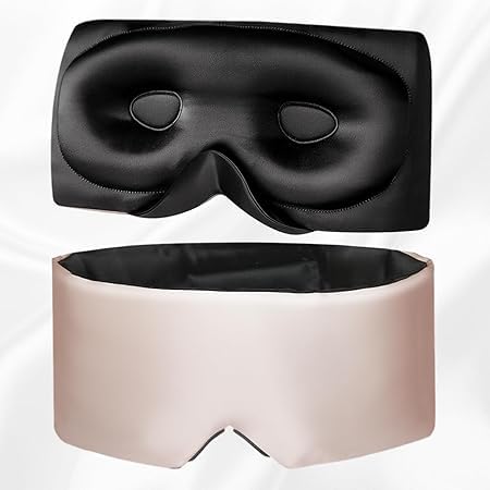 Photo 1 of USlixury Silk Sleep Mask, 3D Contoured Sleeping Masks, Blackout Sleep Masks for Women with Nose Wing,100% Mulberry Silk, Face-Hugging Non-Slip SLEP Mask for Side Sleeper, 27.5x4.5'', Pink