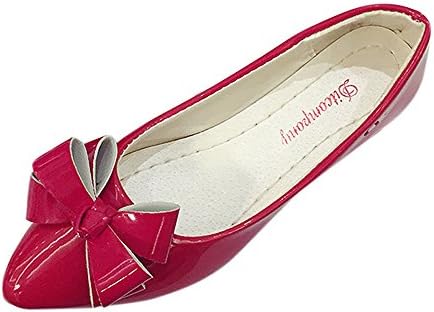 Women Ballet Flats, Mosunx(TM) Bow Pointed Toe Ladies Flat Shoes (41(US: 9), Red)