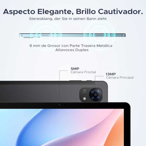 P10 Pro Tablet 10 Pulgadas, Tablets Android 16 con 120Hz Display, 8800mAh, 48GB+128GB/2TB, T7250 Octa-Core, Widevine L1, Gemini AI, 13MP+5MP, Auriculares 3.5mm, Tablet con Teclado y Lápiz, Negro