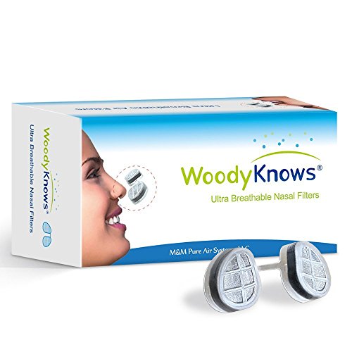 WoodyKnows Ultra Breathable Nose Nasal Filters (New Model) to Block Hay Fever, Pollen & Dust Allergies, Pet Hair and Dander, Allergy Relief (2 Filter Frames and 6 Pairs of Replacement Filters)(II-S)