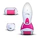 Lilian Fache Electronic Pedicure Foot File with Diamond Crystals - Electric Pedi Tool Callus Remover (no Pressure Required) USB Re-Chargeable - 1 Coarse and 1 Replacement Xtra Course Head, Pink
