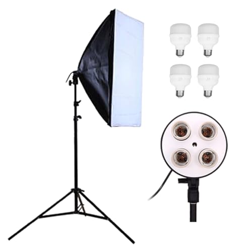 Kit Softbox com 4 lampadas LED e tripé de 2m, luz contínua para estúdio foto e vídeo