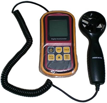 Air Flow Anemometer, Lifenergy Portable Digital Anemometer Wind Meter Speed Air Velocity Air Temperature Meter Tester Measuring 0~45m/s with LCD Backlight USB Handle