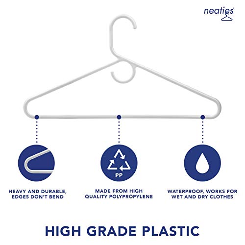 Neaties American Made White Super Heavy Duty Plastic Hangers, Plastic