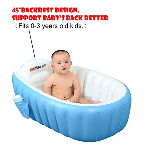 Adagod Inflatable Small Home Swimming Pool Portable Baby Bathtub Infant Toddler Thick Foldable Shower Basin with Soft Cushion Central Seat