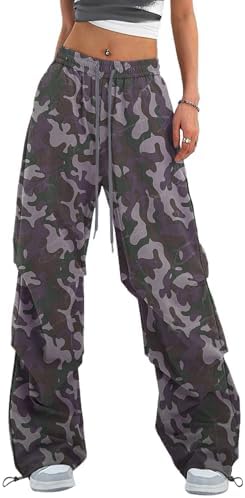Hesaco Y2K Aesthetic Camo Cargo Pants for Women - 2000s Fashion