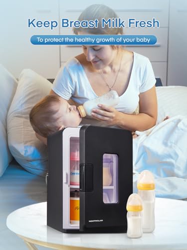 NORTHCLAN Mini Fridge 15 L / 21 Cans for Bedroom | 2 in 1 Small Fridge for Car, 12 V/220 V Portable Drinks Fridge with Cooling and Heating Function, ≤38 dB Eco Mode Quiet