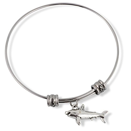 Emerald Park JewelryShark Fancy Charm Bangle Bracelet Jewelry Gift for Scuba Divers Men Women Aquatic Sea Life Predator