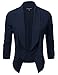 JJ Perfection Women's Lightweight Chiffon Ruched Sleeve Open-Front Blazer Navy 2XL