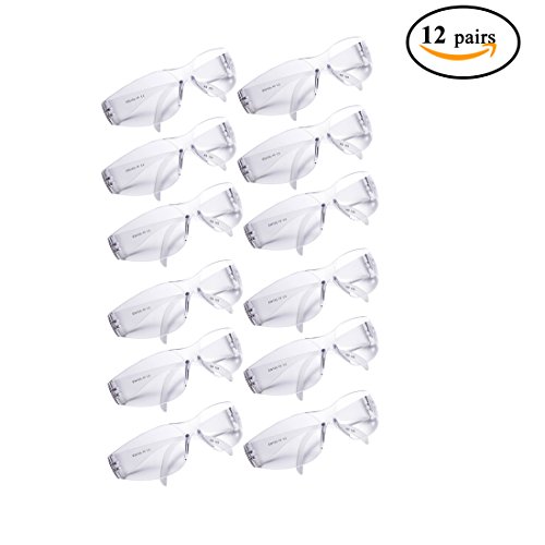 Golden Scute Safety Glasses with UV Protection, ANSI Z87.1, UV Resistant Clear Lenses, Lightweight, (Pack of 12)