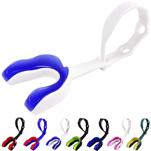 Oral Mart Strapped Youth Mouth Guard for Kids (White/Blue) Sports