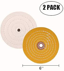 Buffing Wheel Set For Polishing Jewelry - Felt Center, Yellow & White, 4, 5, 6 Inch (40, 50, 60 Ply)
