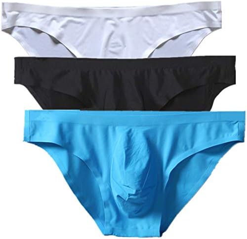Sexy Silk Seamless Briefs Men Front Pouch Low Rise Man Stretch Underwear Soft Quick Dry Pack of 1-3
