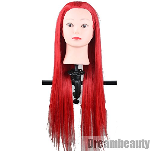 Dreambeauty Synthetic Manikin for Hair Braiding Cutting Styling with Table Clamp Red Color 28inch - Thumbnail 3