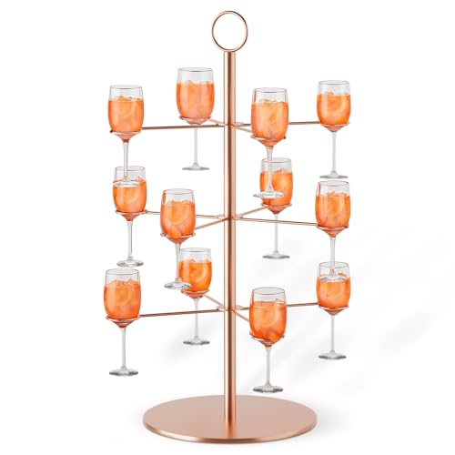 41XjcV6EblL Getränke Tower, Aperol Tower Abnehmbar Champagner Turm, 3 Etagen 12 Gläser Aperol Baum Cocktailbaumständer, Metall Aperol Ständer Sarti Aperitif Weingläser Tum Für Party, Hochzeiten, Kneipen, Zuhause
