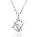 Vktech 18K White Gold Plated Two Dolphins Form a Circle Crystal Pendant Necklace