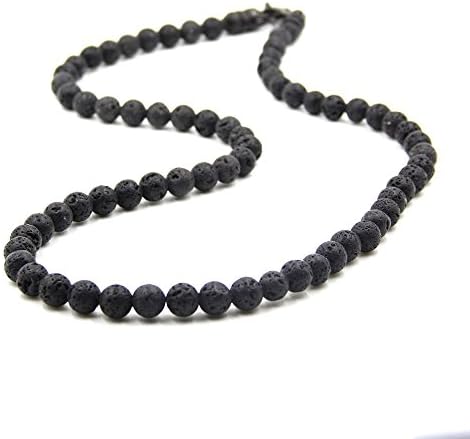 Men's Onyx Necklace Semi Precious Stone Onyx Lava Skull and Bones 30 Inch Black Plated Clasp Steel Constructed with Lobster Clasp