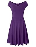 Bebonnie Women's Cap Sleeve Cross V-Neck Fit Flare A-Line Dress