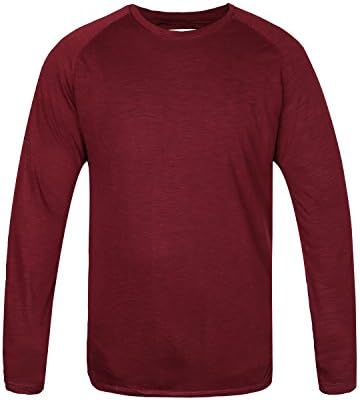 DOROM Men's Long Sleeve Casual Crewneck Comfortsoft T-Shirt Red Size XXL